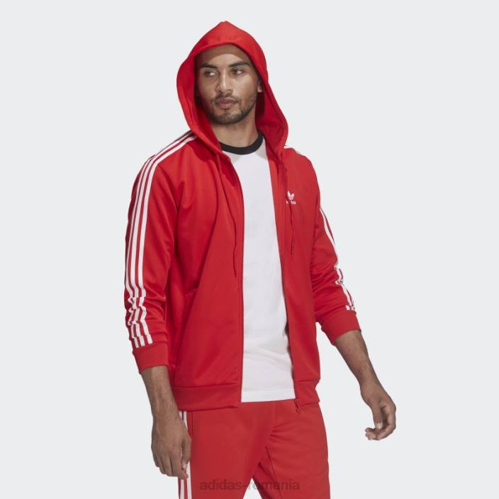 Adidas jachetă adicolor classics cu glugă, cu fermoar complet, roșie bărbați roșu 2JBN6572