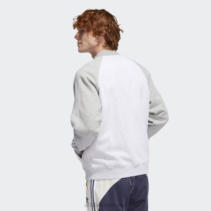 Adidas jachetă de sport din fleece sst gri deschis, negru bărbați gri-deschis erica/alb 2JBN7531
