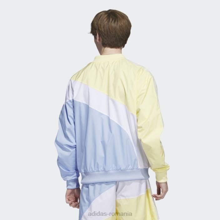 Adidas jachetă de sport țesută în vârtej galbenă bărbați zori galben/albastru 2JBN6463