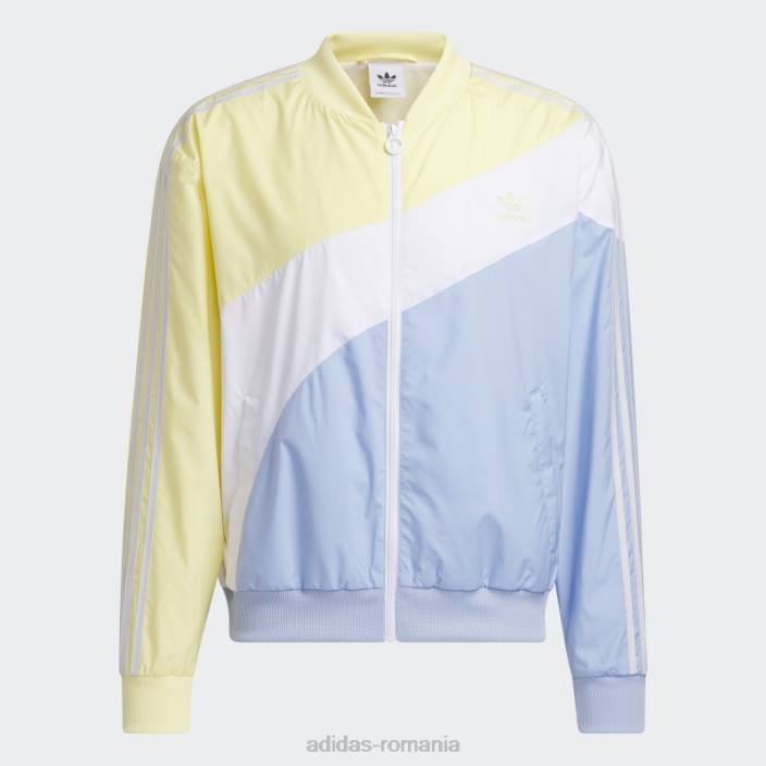 Adidas jachetă de sport țesută în vârtej galbenă bărbați zori galben/albastru 2JBN6463