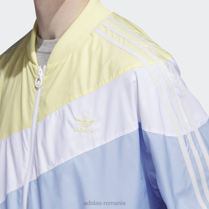 Adidas jachetă de sport țesută în vârtej galbenă bărbați zori galben/albastru 2JBN6463