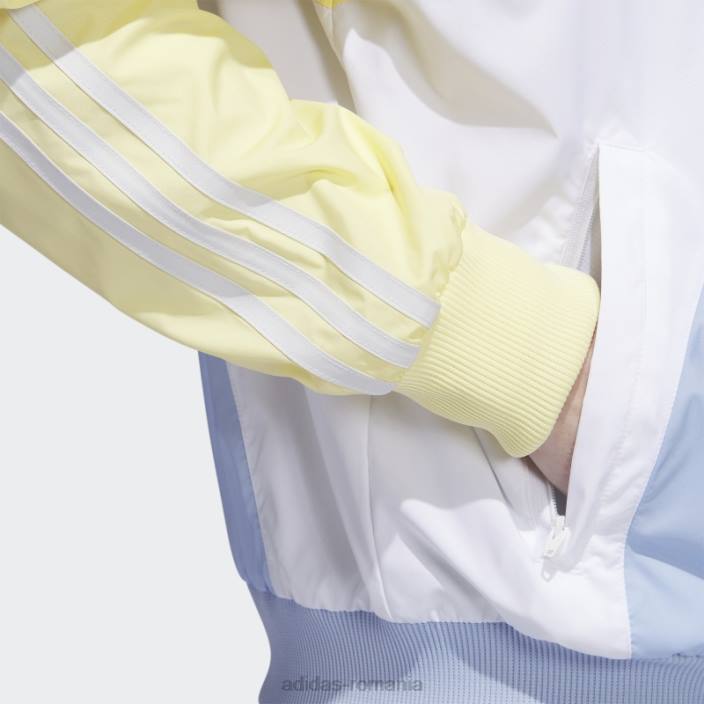 Adidas jachetă de sport țesută în vârtej galbenă bărbați zori galben/albastru 2JBN6463