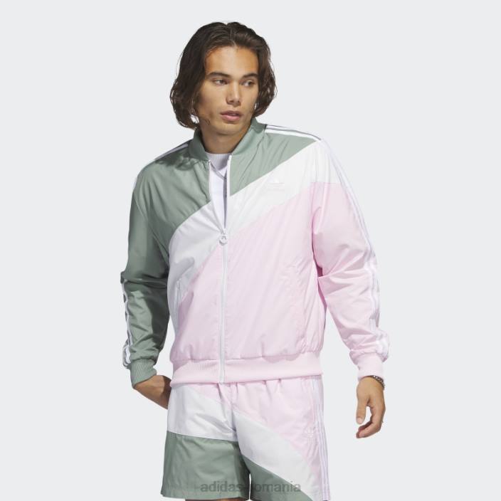 Adidas jachetă de sport țesută în vârtej verde argintiu bărbați verde argintiu/roz 2JBN6464