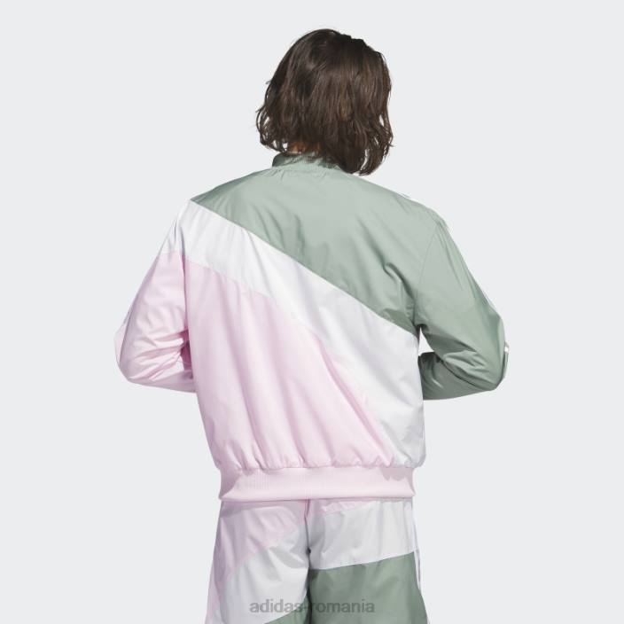 Adidas jachetă de sport țesută în vârtej verde argintiu bărbați verde argintiu/roz 2JBN6464
