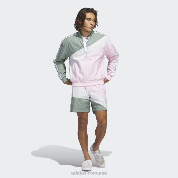 Adidas jachetă de sport țesută în vârtej verde argintiu bărbați verde argintiu/roz 2JBN6464