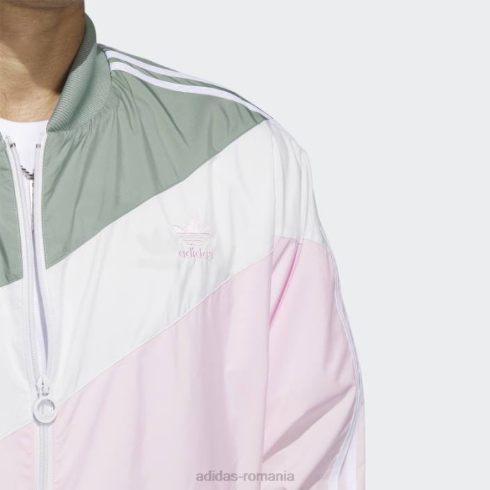 Adidas jachetă de sport țesută în vârtej verde argintiu bărbați verde argintiu/roz 2JBN6464