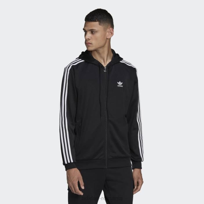 Adidas jachetă neagră adicolor classics cu glugă, fermoar complet bărbați negru 2JBN1684