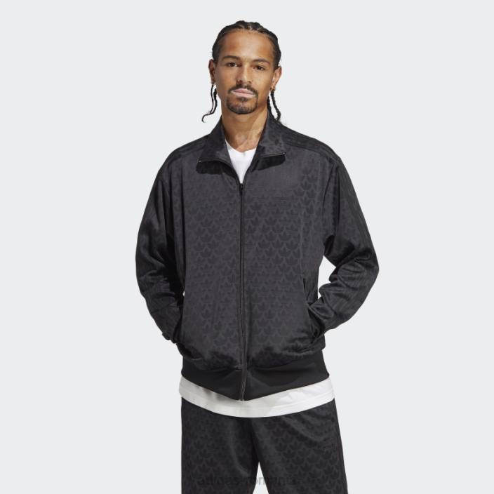 Adidas jachetă neagră cu grafică monogramă adidas bărbați negru 2JBN4917