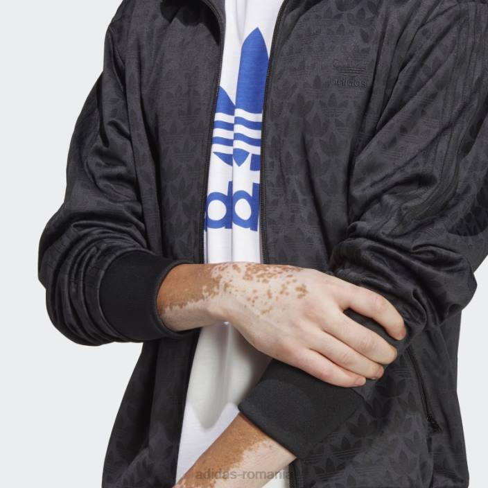 Adidas jachetă neagră cu grafică monogramă adidas bărbați negru 2JBN4917