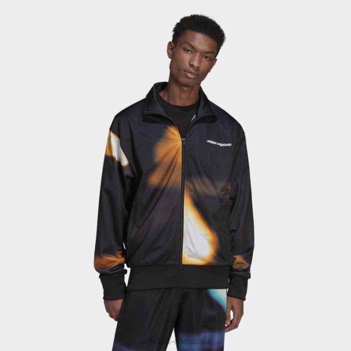 Adidas jachetă neagră cu grafică y2k bărbați papură neagră/portocalie 2JBN7235