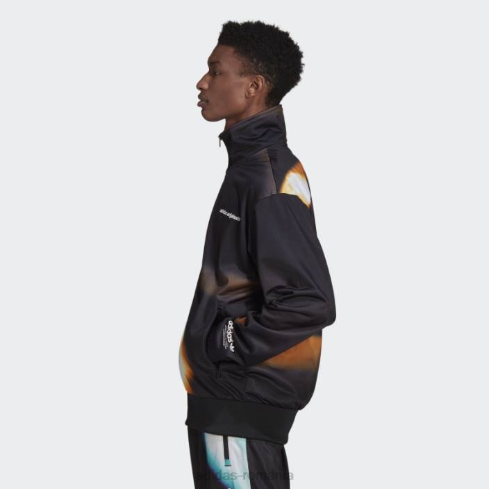 Adidas jachetă neagră cu grafică y2k bărbați papură neagră/portocalie 2JBN7235