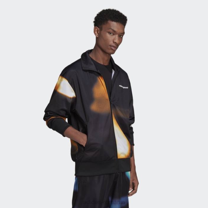 Adidas jachetă neagră cu grafică y2k bărbați papură neagră/portocalie 2JBN7235