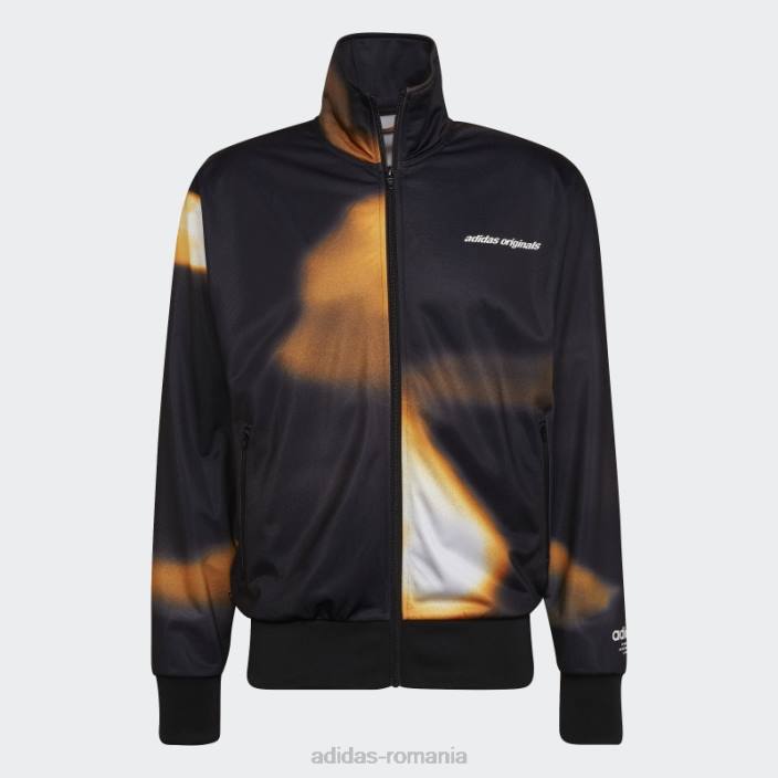 Adidas jachetă neagră cu grafică y2k bărbați papură neagră/portocalie 2JBN7235