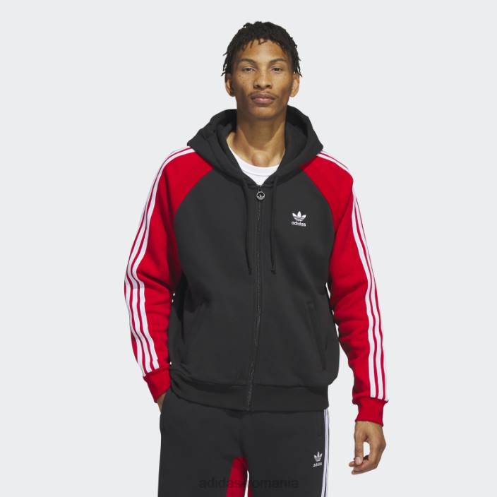 Adidas jachetă neagră sst fleece cu glugă bărbați negru/rosu 2JBN5273