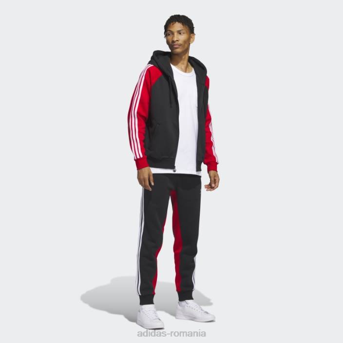 Adidas jachetă neagră sst fleece cu glugă bărbați negru/rosu 2JBN5273