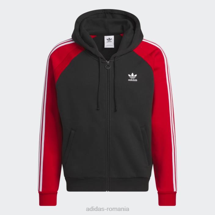 Adidas jachetă neagră sst fleece cu glugă bărbați negru/rosu 2JBN5273