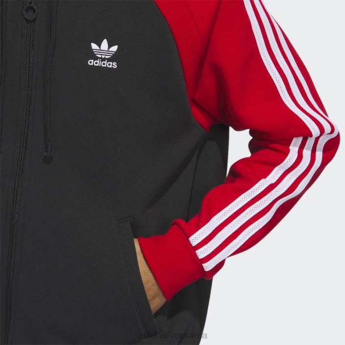 Adidas jachetă neagră sst fleece cu glugă bărbați negru/rosu 2JBN5273