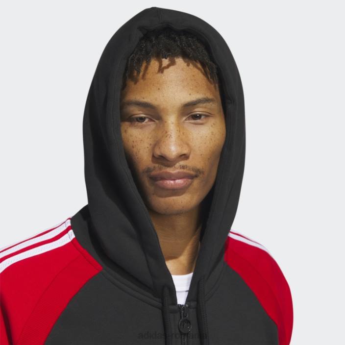 Adidas jachetă neagră sst fleece cu glugă bărbați negru/rosu 2JBN5273