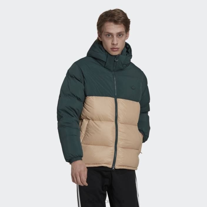 Adidas jachetă puf regen cu glugă verde mineral adidas bărbați verde mineral/bej 2JBN15276