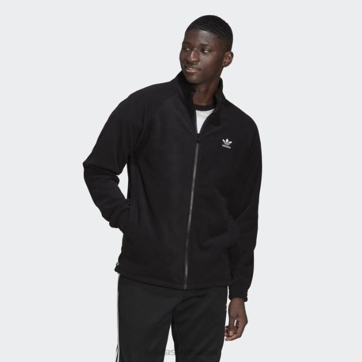 Adidas jacheta fleece teddy adicolor classics trefoil neagra bărbați negru 2JBN3643