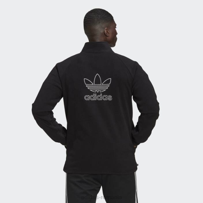 Adidas jacheta fleece teddy adicolor classics trefoil neagra bărbați negru 2JBN3643