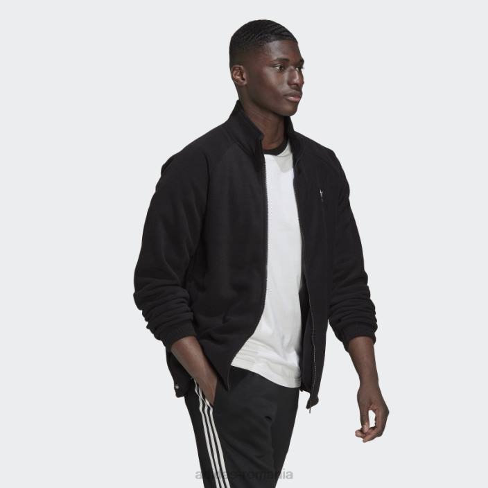 Adidas jacheta fleece teddy adicolor classics trefoil neagra bărbați negru 2JBN3643