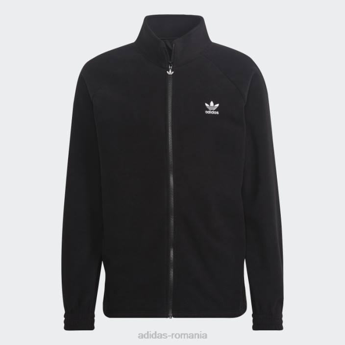 Adidas jacheta fleece teddy adicolor classics trefoil neagra bărbați negru 2JBN3643