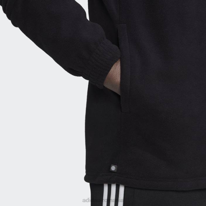 Adidas jacheta fleece teddy adicolor classics trefoil neagra bărbați negru 2JBN3643