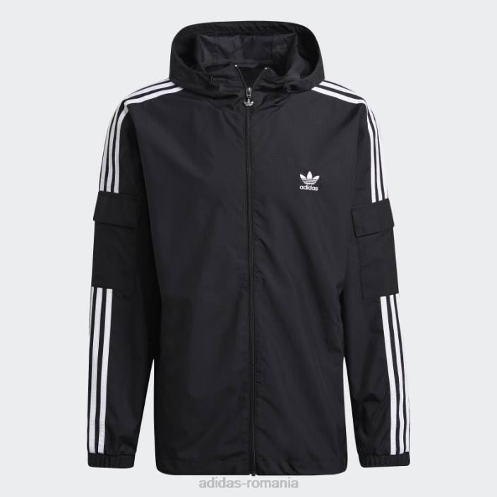 Adidas jacket negru adicolor classics cu fermoar complet cu 3 dungi bărbați negru 2JBN15298