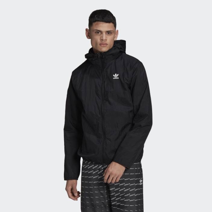 Adidas jacket negru adicolor essentials trefoil bărbați negru 2JBN6616
