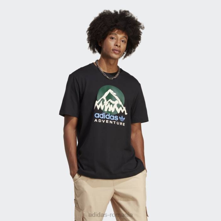 Adidas negru aventură munte fața tricou fashion bărbați negru 2JBN13223