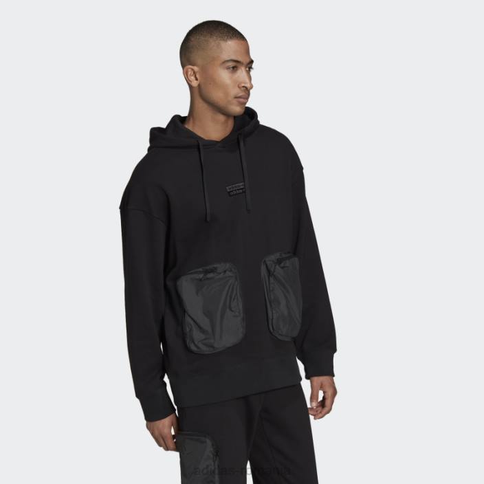 Adidas negru r.y.v. hanorac cu glugă larg bărbați negru 2JBN15263