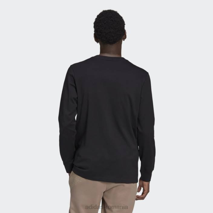 Adidas negru r.y.v. tricou grafic cu maneca lunga bărbați negru 2JBN1678