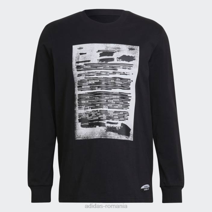 Adidas negru r.y.v. tricou grafic cu maneca lunga bărbați negru 2JBN1678