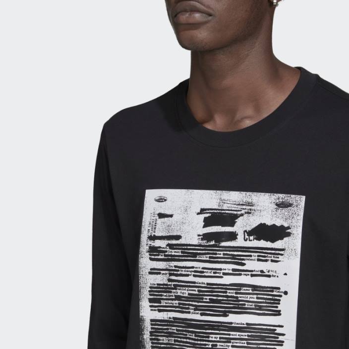 Adidas negru r.y.v. tricou grafic cu maneca lunga bărbați negru 2JBN1678