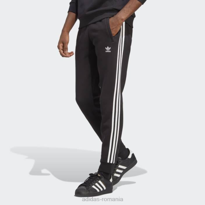 Adidas pantaloni adicolor classics cu 3 dungi negri bărbați negru 2JBN4844
