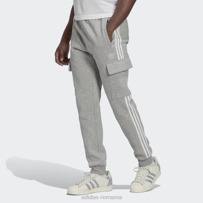Adidas pantaloni cargo slim adicolor cu 3 dungi gri mediu bărbați gri mediu 2JBN6718