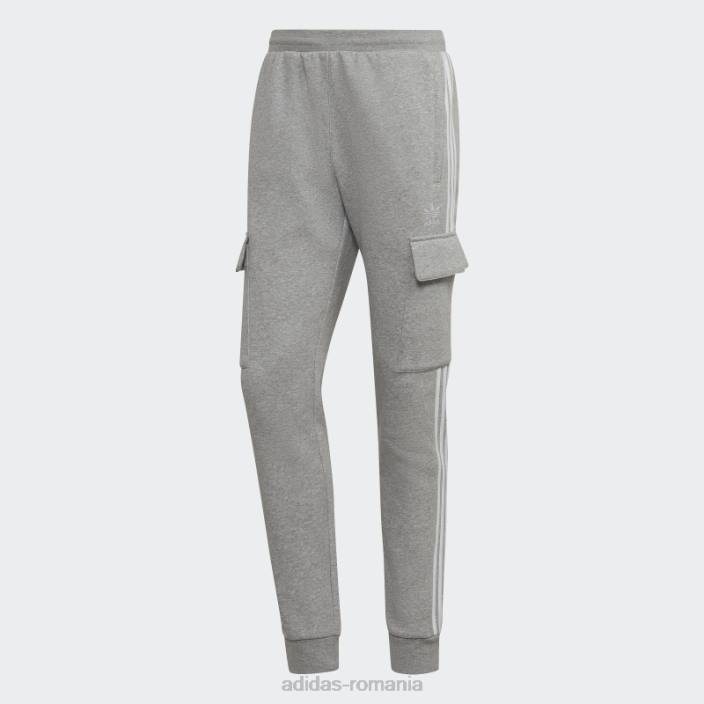 Adidas pantaloni cargo slim adicolor cu 3 dungi gri mediu bărbați gri mediu 2JBN6718