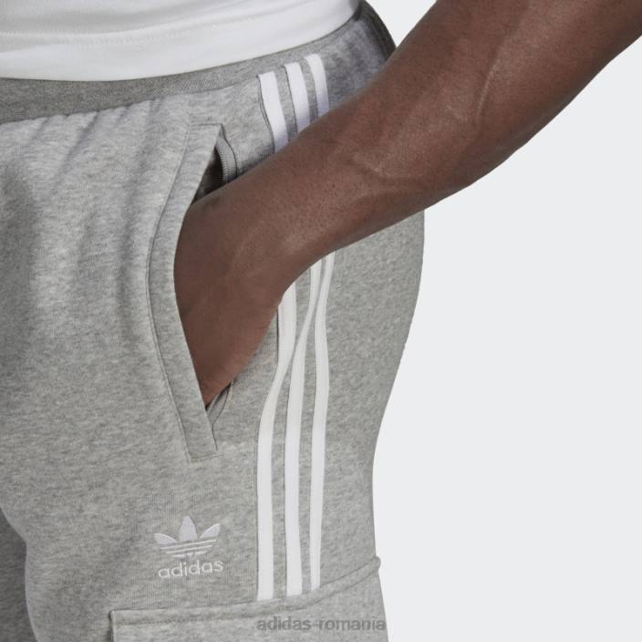 Adidas pantaloni cargo slim adicolor cu 3 dungi gri mediu bărbați gri mediu 2JBN6718