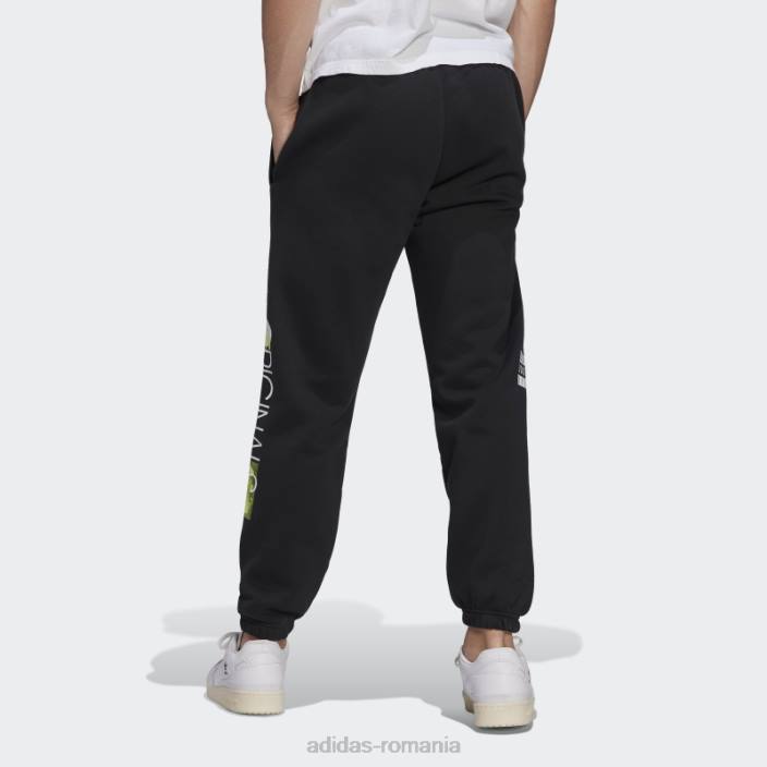 Adidas pantaloni de jogging cu transpirație grafică originali, negri bărbați negru 2JBN15121