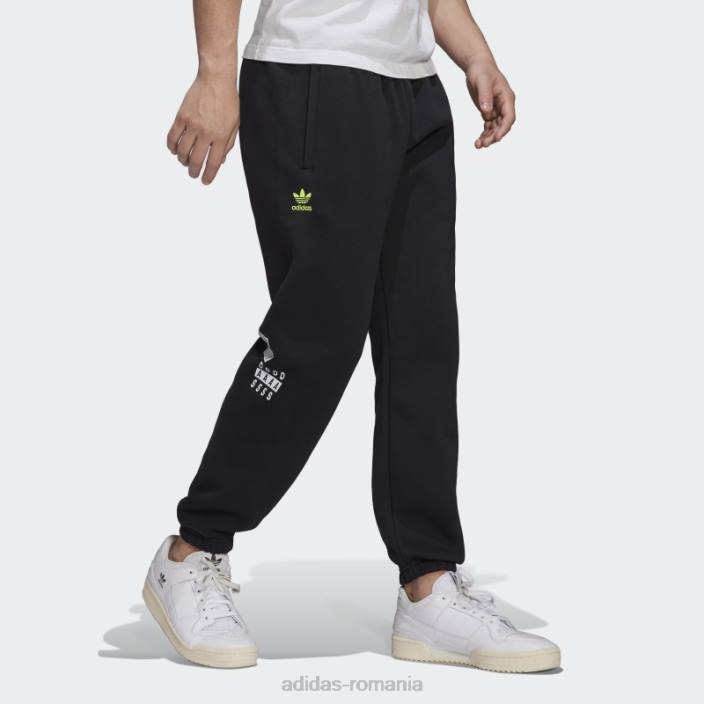 Adidas pantaloni de jogging cu transpirație grafică originali, negri bărbați negru 2JBN15121