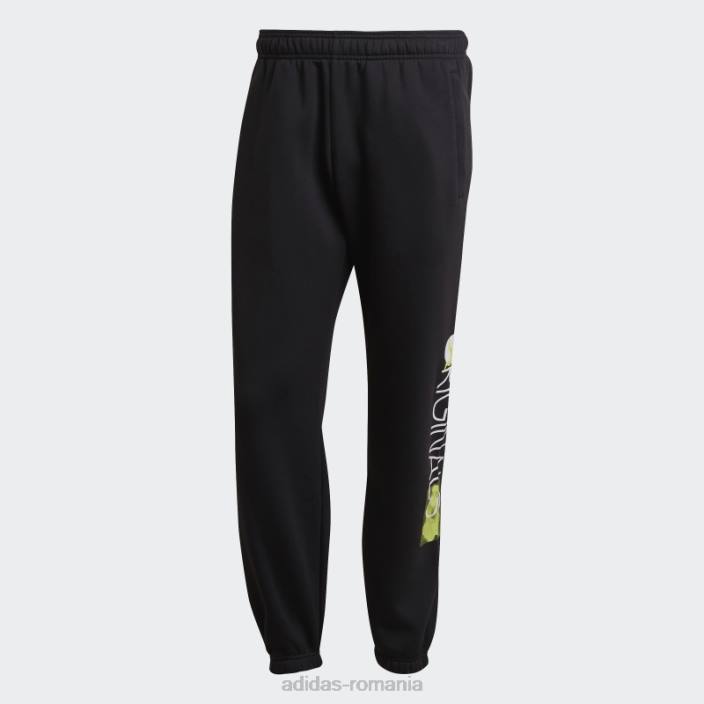 Adidas pantaloni de jogging cu transpirație grafică originali, negri bărbați negru 2JBN15121