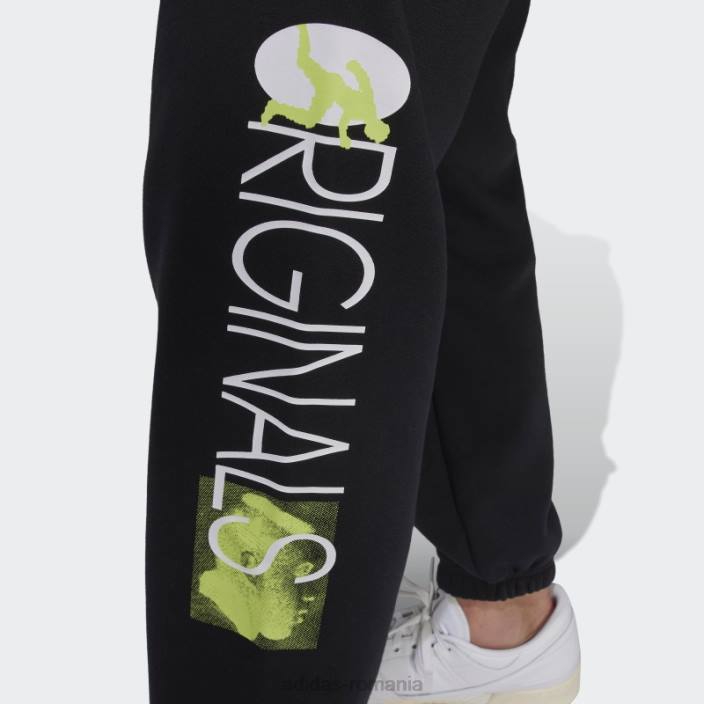 Adidas pantaloni de jogging cu transpirație grafică originali, negri bărbați negru 2JBN15121