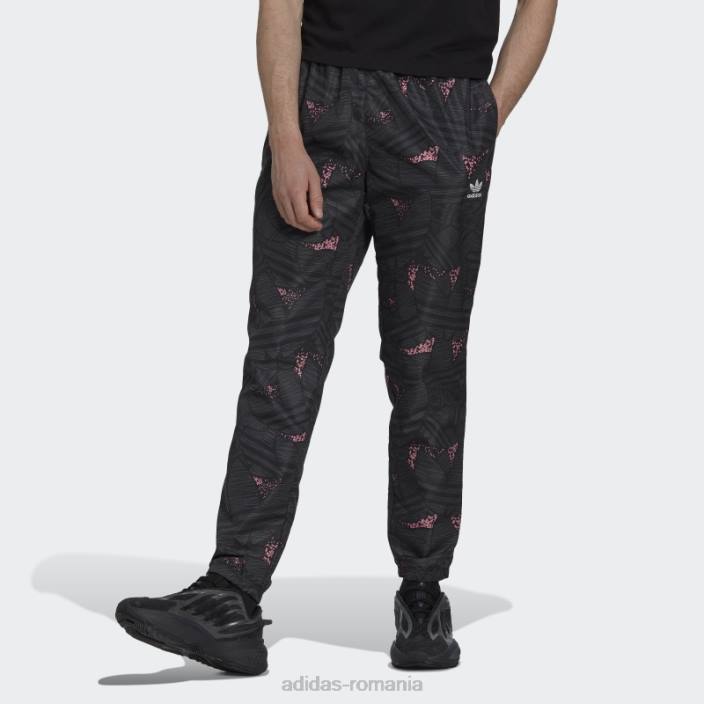 Adidas pantaloni de sport cu imprimeu trefoil rekive negru fierbinte bărbați negru/gri/roz 2JBN7348