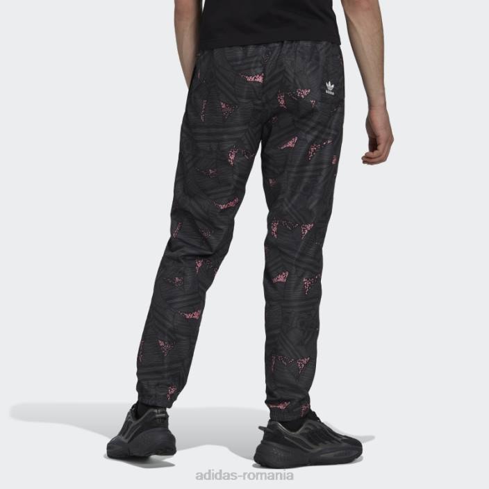 Adidas pantaloni de sport cu imprimeu trefoil rekive negru fierbinte bărbați negru/gri/roz 2JBN7348