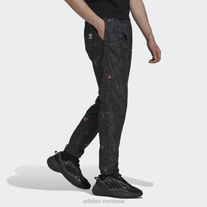 Adidas pantaloni de sport cu imprimeu trefoil rekive negru fierbinte bărbați negru/gri/roz 2JBN7348