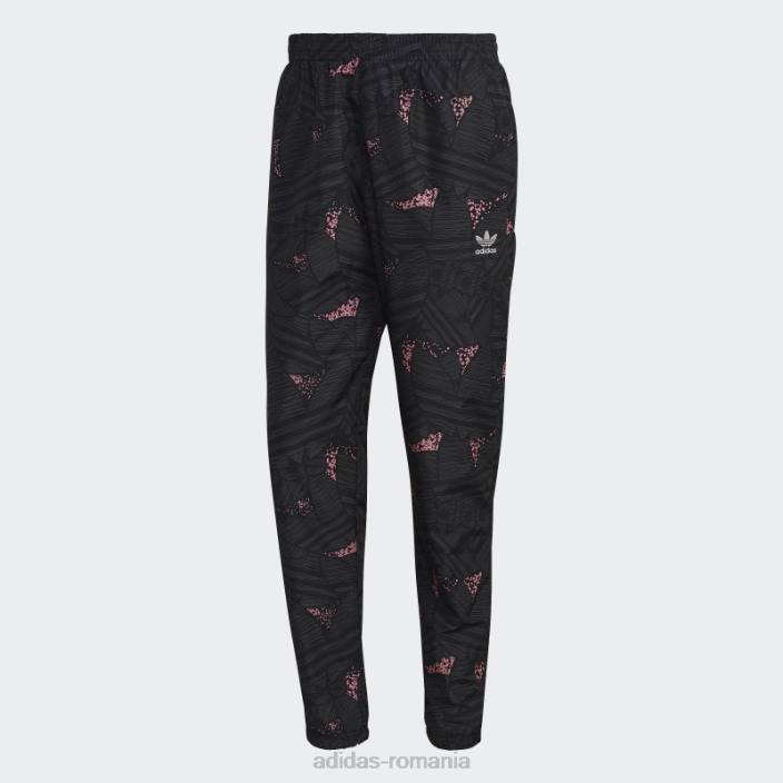 Adidas pantaloni de sport cu imprimeu trefoil rekive negru fierbinte bărbați negru/gri/roz 2JBN7348