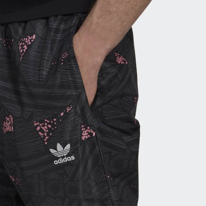 Adidas pantaloni de sport cu imprimeu trefoil rekive negru fierbinte bărbați negru/gri/roz 2JBN7348