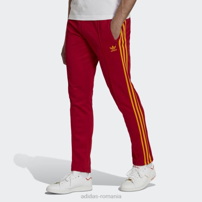 Adidas pantaloni roșii de sport Beckenbauer bărbați roșu/auriu de facultate 2JBN1480