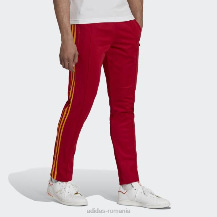 Adidas pantaloni roșii de sport Beckenbauer bărbați roșu/auriu de facultate 2JBN1480